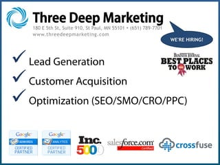 Director, Interactive Strategic Marketing & Optimization
aschottmuller@threedeepmarketing.com
Angie Schottmuller
@aschottmuller
 