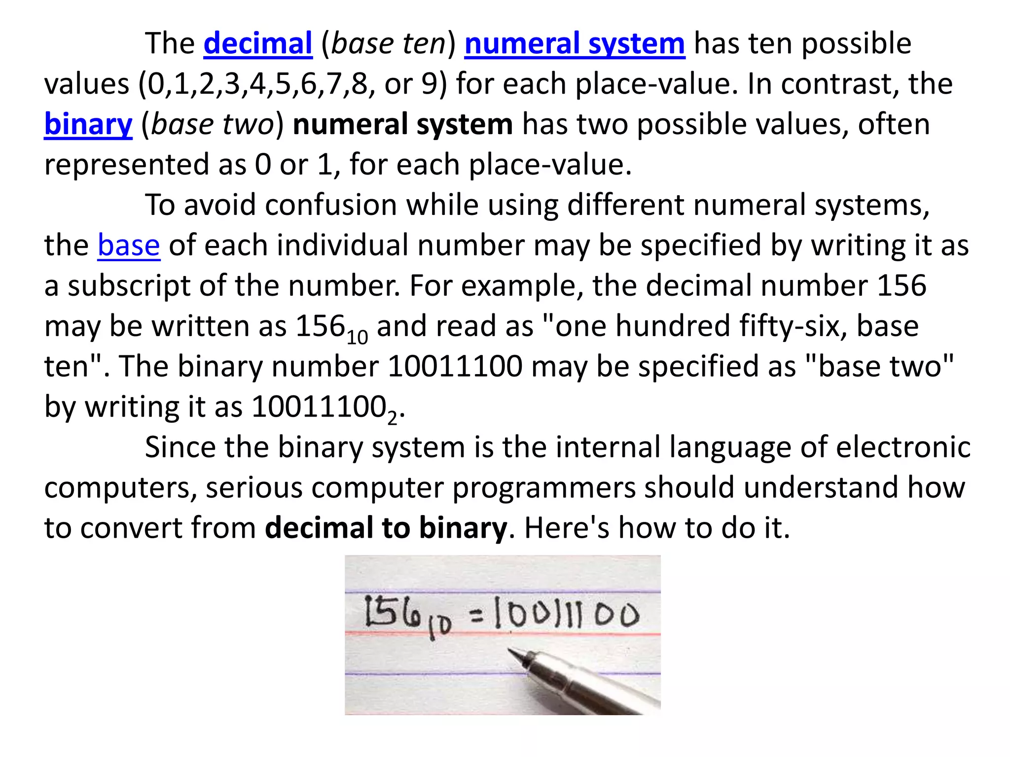 Conversion binary to decimal | PPT