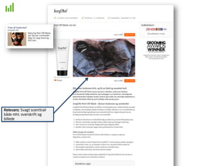 Relevans: Svagt scenttrail
både mht. overskrift og
billede
 