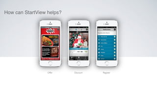 x 
x 
Offer 
Discount 
Register 
x 
How can StartView helps?! 
 