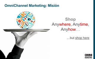 26
OmniChannel Marketing: Misión
Shop
Anywhere, Anytime,
Anyhow…
…but shop here
 