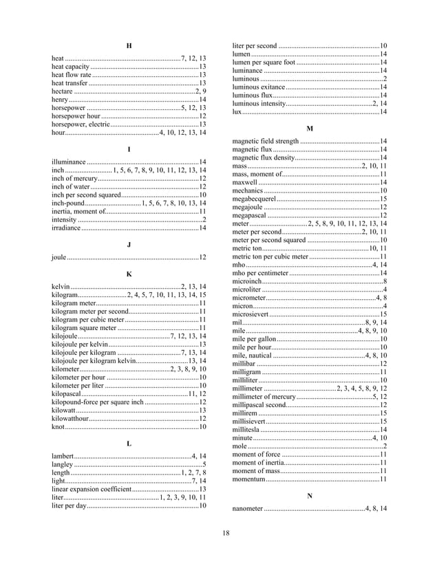 The International System of Units (SI) - Conversion Table | PDF