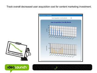 Track overall decreased user acquisition cost for content marketing investment. 