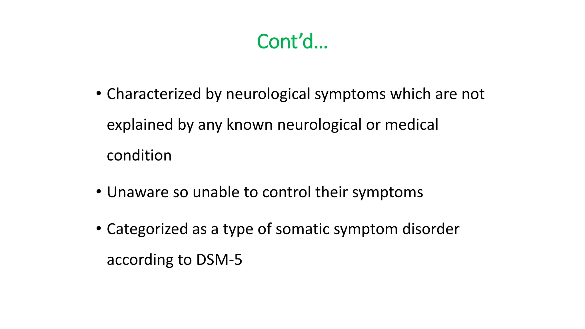 Conversion Disorder in Mental Health Care PPT
