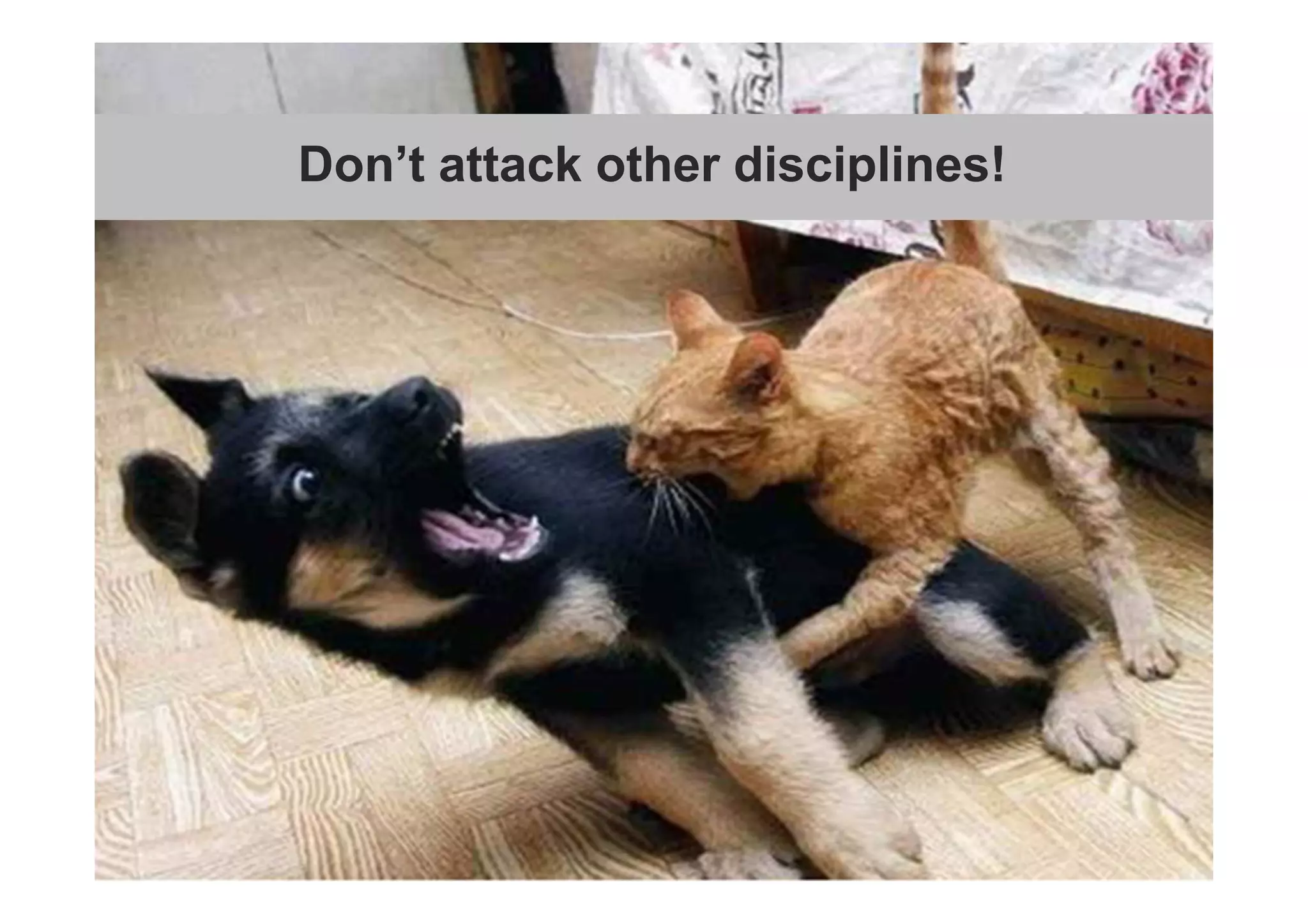 Don’t attack other disciplines 
Don’t attack other disciplines! 
 
