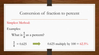Conversion of fraction, decimal and percentage | PPT