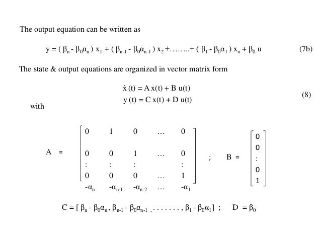 Conversion of transfer function to canonical state variable models