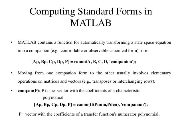 conversion of transfer function to canonical state variable models reachable canonical form