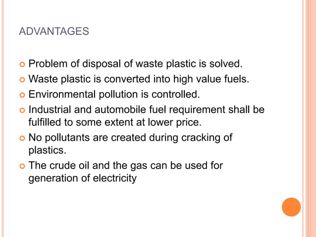Conversion of waste plastic into fuel | PPTX | Chemistry | Science
