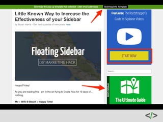 %'	
( 
From Last 
Corporate day to 
a month of 5k 
The 5 steps I took to make it happen. 
THE FREELANCE TO 
FREEDOM PROJECT 
1 
Presented by 
5THAT YOU PROBABLY AREN’T USING 
TECHNIQUES FOR 
LEAD MANAGEMENT 
SUCCESS 
1 
TOP 10 REVENUE SECRETS FROM 7 FIGURE BUSINESSES www.digitaltriggers.io 
Overview 
Nishant has personally spent over 
$100k in Facebook ads. Testing that 
many campaigns has taught him a few 
cornerstones of good facebooks ads and 
tactics that work again and again. He 
focuses on some of the top mistakes he 
sees being made with Facebook Ads. 
Lack of Buyer Intent 
The biggest mistake anybody makes, is 
not knowing the distinction between 
Fb Ads and Google Ads. With Facebook 
Advertising, there’s no buyer intent. 
We have to make sure to capture their 
attention and hopefully drive them 
towards sale. Our goal is not to sell 
on Facebook. Most people make that 
mistake. They try to sell on Facebook 
which is not the way to do it. Your goal 
should be just get the person on your 
website or on your page. 
Few marketers spent over hundred 
thousand dollars in just Facebook Ads. 
After doing all these different trackings 
and testings, we know for a fact that 
images and headlines are most important. 
Invest In a Good Image 
Images are the most important aspects of 
marketing on Facebook. The image might 
be too generic or not congruent with the 
actual message. People are seeing the 
same generic stuff over and over. They 
see plenty of uninteresting stuff and they 
aren’t going to click. You have to have 
something that captures their attention 
and is still congruent. My advice would be 
invest in a good image, even if it means 
hiring somebody to do the ad image or 
buying the images. 
WITH FACEBOOK ADVERTISING, 
THERE’S NO BUYER INTENT. WE 
HAVE TO MAKE SURE TO CAPTURE 
THEIR ATTENTION AND HOPEFULLY 
DRIVE THEM TOWARDS SALE. 
Shortstack 
Jon Loomer 
SHORTSTACK 
Lead 
Magnet 
Examples 
 