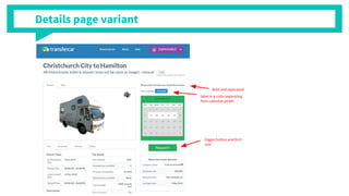 Details page variant
Bold and rephrased
label in a color separating
from calendar picker
bigger button and font
size
 