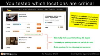 Ton Wesseling | @ TonW
 Growth by Online Experiments #CROworld
You tested which locations are critical
 