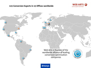 © Web Arts AG www.web-arts.com
115 Conversion Experts in 15 Offices worldwide
5
Web Arts is founder of the
worldwide alliance of leading
conversion optimization
companies
@morys
 