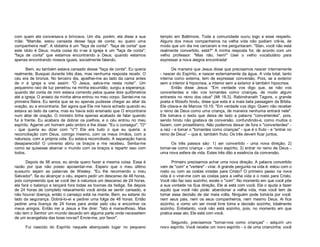 com quem ela conversava e brincava. Um dia, porém, ela disse a sua
mãe: "Mamãe, estou cansada desse faça de conta; eu quero uma
companheira real". A idolatria é um "faça de conta": "faça de conta" que
este ídolo é Deus; muita coisa do ir-se à Igreja é um "faça de conta";
"faça de conta" que estamos encontrando a Deus, quando estamos
apenas encontrando nossos iguais, socialmente falando.

templo em Baltimore. Toda a comunidade ouviu logo a esse respeito.
Alguns dos meus companheiros na velha vida não podiam crê-la, de
modo que um dia me cercaram e me perguntaram: "Stan, você não está
realmente convertido, está?" A minha resposta foi, de acordo com um
velho professor: "Mas não, hem!" Usei o velho vocabulário para
expressar a nova alegria encontrada!

Bem, eu também estava cansado desse "faça de conta". Eu queria
realmente. Busquei durante três dias, mas nenhuma resposta recebi. O
céu era de bronze. No terceiro dia, ajoelhei-me ao lado da cama antes
de ir à igreja e orei assim: "Ó Jesus, salva-me nesta noite!”. Um
pequenino raio de luz penetrou na minha escuridão; surgiu a esperança;
quando dei conta de mim estava correndo pelos quase dois quilômetros
até a igreja. O anseio da minha alma entrou no meu corpo. Sentei-me na
primeira fileira. Eu sentia que se eu apenas pudesse chegar ao altar da
oração, eu a encontraria. Sei agora que Ele me havia achado quando eu
estava ao lado da cama, mas eu havia sido ensinado que O encontraria
num altar de oração. O ministro tinha apenas acabado de falar quando
fui à frente. Eu acabara de dobrar os joelhos, e o céu entrou no meu
espírito. Agarrei um homem pelo ombro e lhe disse: "Eu o consegui". "O"
- que queria eu dizer com "o"? Ele era tudo o que eu queria: a
reconciliação com Deus, comigo mesmo, com os meus irmãos, com a
natureza, com a própria vida. Eu estava reconciliado. A separação havia
desaparecido! O universo abriu os braços e me recebeu. Sentia-me
como se quisesse abarcar o mundo com os braços e repartir isso com
todos.

De maneira que Jesus disse que precisamos nascer internamente
- nascer do Espírito, e nascer externamente da água. A vida total, tanto
interna como externa, tem de expressar conversão. Pois, se a exterior
sem a interior é hipocrisia, a interior sem a exterior é também hipocrisia.
Então disse Jesus: "Em verdade vos digo que, se não vos
converterdes e não vos tornardes como crianças, de modo algum
entrareis no reino dos céus" (Mt 18.3). Rabindranath Tagore, o grande
poeta e filósofo hindu, disse que esta é a mais bela passagem da Bíblia.
Ele citava-a de Marcos 10.15: "Em verdade vos digo: Quem não receber
o reino de Deus como uma criança, de maneira nenhuma entrará nele".
Ele tomava o texto que deixa de lado a palavra "converterdes", pois,
sendo hindu não gostava de conversão, confundindo-a, como muitos o
fazem, com proselitismo. Não podemos deixar de fora o "converterdes" a raiz - e tomar o "tornardes como crianças" - que é o fruto - e "entrar no
reino de Deus” – que é, também fruto. Os três devem ficar juntos.

Depois de 56 anos, eu ainda quero fazer a mesma coisa. Essa é
razão por que não posso aposentar-me. Espero que o meu último
sussurro sejam as palavras de Wesley: "Eu lhe recomendo o meu
Salvador". Se eu alcançar o céu, espero pedir um descanso de 48 horas,
pois compreendo que se você der à natureza um descanso de 24 horas,
ela fará o balanço e lançará fora todas as toxinas da fadiga. Se depois
de 24 horas de completo relaxamento você ainda se sentir cansado, e
não houver doença, então o cansaço está na mente. Bem, eu estarei do
lado da segurança. Dobrá-lo-ei e pedirei uma folga de 48 horas. Então
pedirei uma licença de 24 horas para andar pelo céu e encontrar os
meus amigos. Então irei a Jesus e lhe direi: "Isto é maravilhoso. Mas
não tem o Senhor um mundo decaído em alguma parte onde necessitem
de um evangelista das boas novas? Envie-me, por favor".

Primeiro precisamos achar uma nova direção. A palavra convertido
vem de "com" e "vertere" - virar. A grande pergunta na vida é: estou com o
rosto ou com as costas viradas para Cristo? O primeiro passo na nova
vida é o virar-me com as costas para a velha vida e o rosto para Cristo.
Você não faz isso sozinho; existe o "com". No momento em que você põe
a sua vontade na Sua direção, Ele ai está com você. Ele o ajuda a fazer
aquilo que você não pode: abandonar a velha vida, mas você tem de
tomar essa decisão de dar meia volta. Ninguém pode tomá-la por você:
nem seus pais, nem os seus companheiros, nem mesmo Deus. Ai fica
sozinho, e como um ser moral livre toma a decisão sozinho, totalmente
sozinho. Entretanto, você não está sozinho, pois, no momento em que
pratica esse ato, Ele está com você.

Fui nascido do Espírito naquele abençoado lugar no pequeno

Os três passos são: 1) ser convertido - uma nova direção; 2)
tornar-se como criança - um novo espírito; 3) entrar no reino de Deus uma nova esfera de vida. Estes três dão a essência da conversão.

Segundo, precisamos "tornar-nos como crianças" - adquirir um
novo espírito. Você recebe um novo espírito - o de uma criancinha; você

 