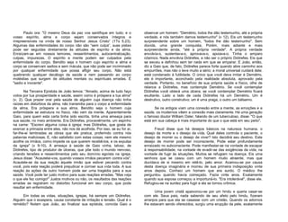 Paulo ora: "O mesmo Deus da paz vos santifique em tudo; e o
vosso espírito, alma e corpo sejam conservados íntegros e
irrepreensíveis na vinda de nosso Senhor Jesus Cristo” (1Ts 5.23).
Algumas das enfermidades do corpo não são “sem culpa”, suas pistas
pode ser seguidas diretamente às atitudes de espírito e da alma.
Enraízam-se em nossos temores, ressentimentos, autocentralização,
culpas, impurezas. O espírito e mente podem ser culpados pela
enfermidade do corpo. Bendito seja o homem cujo espírito e alma e
corpo se conservam sadios e sem mácula, que não pode ser incriminado
por qualquer enfermidade que possa afligir seu corpo. Não está
quebrando qualquer decálogo da saúde e nem passando ao corpo
moléstias que surgem de atitudes mentais ou espirituais erradas. É
"sadio e inocente".
Na Terceira Epístola de João lemos: "Amado, acima de tudo faço
votos por tua prosperidade e saúde, assim como é próspera a tua alma"
(v. 2). Que prazer orar pela saúde de alguém cuja doença não tinha
raízes em distúrbios da alma, não transmitia para o corpo a enfermidade
da alma. Era próspera a sua alma. Bendito seja o homem cuja
enfermidade se estrutura no físico, não vem da mente. Aparentemente
Gaio, para quem esta carta tinha sido escrita, tinha uma ameaça para
sua saúde, no meio ambiente. Era Diótrefes, provavelmente, um espinho
na carne: "Escrevi alguma coisa à igreja; mas Diótrefes, que gosta de
exercer a primazia entre eles, não nos dá acolhida. Por isso, se eu for aí,
far-lhe-ei lembradas as obras que ele pratica, proferindo contra nós
palavras maliciosas. E, não satisfeito com estas coisas, nem ele mesmo
acolhe os irmãos, como impede os que querem recebê-los, e os expulsa
da igreja" (v 9-10). A ameaça à saúde de Gaio vinha, talvez, de
Diótrefes, tipo de produtor de úlceras, que põe todo o mundo nervoso,
criando tensões e ressentimentos pelo seu domínio egoísta na igreja.
Jesus disse: "Acautelai-vos, quando vossos irmãos pecarem contra vós".
Acautele-se da sua reação àquele irmão que estiver pecando contra
você, pois esta reação poderá prejudicar e corroer sua vida toda. A sua
reação às ações de outro homem pode ser urna tragédia para a sua
saúde. Você pode ter justo motivo para suas reações erradas. "Mas veja
o que ele fez comigo!" Justos motivos ou não, os resultados das reações
erradas se registram no distúrbio funcional em seu corpo, que pode
resultar em enfermidade.
Em todas as vidas, situações, igrejas, há sempre um Diótrefes.
Alguém que o exaspera, causa constante de irritação e tensão. Qual é o
remédio? Notem que João, ao finalizar sua epístola, convida Gaio a

observar um homem: "Demétrio, todos lhe dão testemunho, até a própria
verdade, e nós também damos testemunho" (v 12). Eis um testemunho
surpreendente sobre um homem, "todos lhe dão testemunho". Sem
dúvida, uma grande conquista. Porém, mais adiante e mais
surpreendente ainda, "até a própria verdade". A própria verdade
envolvia-o, sustentava-o, aprovava-o, apoiava-o. Tinha o amparo
cósmico. Nada envolvia Diótrefes, a não ser o próprio Diótrefes. Eis que
se esvaiu e definhou sem ter nada em que se amparar. E João, então,
diz a Gaio que, de fato, Diótrefes parece forte quando abre caminho aos
empurrões, mas não o leve muito a sério; a moral universal cuidará dele;
está condenado à futilidade. O único que você deve imitar é Demétrio,
ele é importante, aconchado pela realidade absoluta, aprovado pela
verdade. Portanto, no benefício de sua própria saúde e físico, olhe de
relance a Diótrefes, mas contemple Demétrio. Se você contemplar
Diótrefes você obterá uma úlcera; se você contemplar Demétrio ficará
exultante. Lado a lado de cada Diótrefes há um Demétrio. Um é
destrutivo, outro construtivo; um é uma praga, o outro um bálsamo.
Se os antigos viam uma conexão entre a mente, as emoções e a
saúde, os modernos vêem a conexão mais claramente. Há uma geração
o famoso doutor William Osler, falando de um tuberculoso, disse: "O que
está em sua cabeça é mais importante do que o que está em seu peito".
Freud disse que há desejos básicos na natureza humana, o
desejo da morte e o desejo da vida. Qual deles controla o paciente, o
desejo de morrer ou o desejo de viver? Isto decidirá seu destino. Este
desejo de morrer pode ser inconsciente. Pode estar profundamente
enraizado no subconsciente. Pode manifestar-se na vontade de escapar
à responsabilidade, na vontade de evadir-se das exigências da vida, na
vontade de fugir às situações. Muitos se refugiam na doença. Eis uma
senhora que se casou com um homem muito atraente, mas que
duvidava de si mesmo em retê-lo, pelo amor. Acamou-se por causa
desta doença imaginária e morreu de sua primeira indisposição vinte
anos depois. Conheci um homem que era surdo. O médico lhe
perguntou quando havia começado. Fazia vinte anos. Exatamente
quando sua esposa começou a importuná-lo. "Era intolerável", disse ele.
Refugiou-se na surdez para fugir e ela se tornou crônica.
Uma jovem cristã apaixonou-se por um hindu e queria casar-se
com ele. Seus pais, nada sabendo de seu afeto pelo hindu, fizeram
arranjos para que ela se casasse com um cristão. Quando os adornos
lhe estavam sendo oferecidos, surgiu uma erupção da pele, exatamente

 