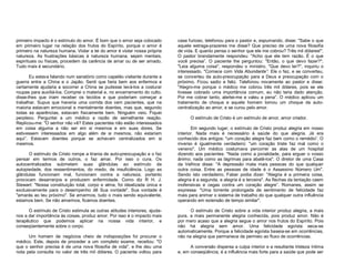 primeiro impacto é o estímulo do amor. É bom que o amor seja colocado
em primeiro lugar na relação dos frutos do Espírito, porque o amor é
primeiro na natureza humana. Violar a lei do amor é violar nossa própria
natureza. As frustrações básicas à natureza humana, sejam mentais,
espirituais ou físicas, procedem da carência de amar ou de ser amado.
Tudo mais é secundário.
Eu estava falando num sanatório como capelão visitante durante a
guerra entre a China e o Japão. Senti que faria bem aos enfermos e
certamente ajudaria a socorrer a China se pudesse levá-los a costurar
roupas para auxiliá-los. Comprei o material e, no encerramento do culto,
disse-lhes que iriam receber os tecidos e que poderiam começar a
trabalhar. Supus que haveria uma corrida dos cem pacientes, que na
maioria estavam emocional e mentalmente doentes, mas que, segundo
todas as aparências, estavam fisicamente bem. Ninguém veio. Fiquei
perplexo. Perguntei a um médico a razão de semelhante reação.
Replicou-me: "O senhor não vê? Estes pacientes não estão interessados
em coisa alguma a não ser em si mesmos e em suas dores. Se
estivessem interessados em algo além de si mesmos, não estariam
aqui”. Estavam doentes porque se achavam centralizados em si
mesmos.
O estímulo de Cristo rompe a tirania de auto-preocupação e o faz
pensar em termos de outros, o faz amar. Por isso o cura. Os
autocentralizados submetem suas glândulas ao estímulo da
autopiedade, dos ressentimentos, do medo, de insuficiência. Logo as
glândulas funcionam mal, funcionam contra a natureza; portanto
provocam desarranjos e produzem enfermidade. Como diz R H. J.
Stewart: "Nossa constituição total, corpo e alma, foi idealizada única e
exclusivamente para o desempenho dê Sua vontade". Sua vontade é
"amarás ao teu próximo". Se amarmos, tudo o mais sendo equivalente,
estamos bem. Se não amarmos, ficamos doentes.
O estímulo de Cristo estimula as outras atitudes interiores, ajudanos a dar importância às coisas, produz amor. Por isso é o impacto mais
terapêutico que podemos aplicar na nossa vida interior, e
conseqüentemente sobre o corpo.
Um homem de negócios cheio de indisposições foi procurar o
médico. Este, depois de proceder a um completo exame, receitou: "O
que o senhor precisa é de uma nova filosofia de vida", e lhe deu uma
nota pela consulta no valor de três mil dólares. O paciente voltou para

casa furioso, telefonou para o pastor e, espumando, disse: "Sabe o que
aquele estraga-prazeres me disse? Que preciso de uma nova filosofia
de vida. E quanto pensa o senhor que ele me cobrou? Três mil dólares!".
O pastor brandamente respondeu: "Acho que ele tem razão. É o que
você precisa”. O paciente lhe perguntou: "Então, o que devo fazer?".
"Leia alguma coisa", respondeu o ministro. "Que devo ler?", inquiriu o
interessado. "Comece com Vida Abundante”. Ele o fez, e se converteu,
se converteu da auto-preocupação para a Deus e preocupação com o
próximo. Ficou sadio e feliz. Telefonou novamente ao pastor e disse:
"Alegro-me porque o médico me cobrou três mil dólares, pois se ele
tivesse cobrado uma importância comum, eu não teria dado atenção.
Por me cobrar tanto, alertei-me e valeu a pena”. O médico aplicou um
tratamento de choque e aquele homem tomou um choque da autocentralização ao amor, e se curou pelo amor.
O estímulo de Cristo é um estímulo de amor, amor criador.
Em segundo lugar, o estímulo de Cristo produz alegria em nosso
interior. Nada mais é necessário à saúde do que alegria. Já era
conhecido dos antigos: "um coração alegre faz bem como o remédio”. O
inverso é igualmente verdadeiro: "um coração triste faz mal como o
veneno". Um médico costumava percorrer as alas de um hospital
dizendo aos pacientes: "Nada como a jovialidade, para erguer o vosso
ânimo; nada como as lágrimas para abatê-los". O diretor de uma Casa
da Velhice disse: "A depressão mata mais pessoas do que qualquer
outra coisa. Entre as pessoas de idade é o Assassino Número Um".
Sendo isto verdadeiro, Faber podia dizer: "Alegria é a primeira coisa,
alegria é a segunda, e alegria é a terceira". As flechas da tentação caem
inofensivas e cegas contra um coração alegre”. Romanes, assim se
expressa: "Uma torrente prolongada de sentimento de felicidade faz
mais para animar o sistema de trabalho do que qualquer outra influência
operando em extensão de tempo similar".
O estímulo de Cristo sobre a vida interior produz alegria, a mais
pura, a mais permanente alegria conhecida, pois produz amor. Não é
por mero acaso que a alegria segue o amor nos frutos do Espírito. Pois
não há alegria sem amor. Uma felicidade egoísta seca-se
automaticamente. Porque a felicidade egoísta baseia-se em ocorrências,
não na alegria que permanece de permeio ao fluxo de ocorrências.
A conversão dispersa a culpa interior e a resultante tristeza íntima
e, em conseqüência, é a influência mais forte para a saúde que pode ser

 