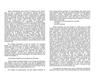 Quão profundamente esse instilar da "natureza divina" atinge?
Que vai até o consciente, nós sabemos. Alcança também o
subconsciente? Poderemos ter novamente subconsciente? A questão
mais importante para a teologia é: Pode o subconsciente ser redimido?
Porque a psicologia nas fala que somos grandemente limitados pelo
subconsciente. O Dr. Arnold A. Hutschnecker coloca a questão dessa
forma: "Ele (Freud) mostrou como a razão muitas vezes segue
docilmente, apressando-se com explicações e justificações chamaríamos de racionalizações - os atos e as opiniões determinadas
1
sobre a esfera do subconsciente".( ) O Dr. Menninger mais adiante
declara: "Muitos que sofrem de conflitos emocionais aceitariam de boa
vontade, avidamente até, colocar-se na altar da mesa de operação e
sacrificar uma parte de seu corpo aos terríveis complexos de culpa que
inconscientemente o dominavam". O diretor do Hospital de Senhoras da
Universidade de Tübingen diz: "Sua enfermidade é um conflito psíquico
navegando sob a bandeira ginecológica". Esse conflito situa-se
grandemente no subconsciente. O Dr. Hutschnecker logo adiante
declara: "Manifeste-se o achaque em fadiga, insônia, indigestão, colite,
prisão de ventre, diarréia, ou alergia de uma ou outra espécie, atrás
disso tudo, em geral, repousa a ansiedade".(2) A sede dessa ansiedade
está no subconsciente. Essa ansiedade no subconsciente produz tensão
na pessoa toda.
Em tensões prolongadas a corpo se mantém num constante
estado de mobilização. As reservas de energia se consomem
ininterruptamente, as tensões se sustêm impiedosamente, e órgãos
como o coração e os que se envolvem em processos químicos
complexos são levados à sua máxima capacidade sem pausa. Em
tensões prolongadas disparamos um motor de alta potência à
velocidade estrema - em ponto morto. Queimamos combustível. Nos
consumimos. Mas não vamos a parte alguma. Eis a efeito destrutivo das
tensões prolongadas. (3)
A sede dessa "tensão" é um subconsciente perturbado.
Pela conversão consciência recebe um novo sentido de purificação,
nova lealdade, novo amor. Esse instilar é tão real, tão agradável, tão
decisivo para a conduta, que o convertido pensa que a batalha terminou,
que a vida agora é apenas uma jubilosa canção de vitória. Esses dias de
lua de mel chegam ao fim, em geral, dentro de um ano.
Os impulsos do subconsciente, que têm estado sufocados no

fundo, aparentemente aturdidos em insensibilidade pelo instilar dessa
nova, diferente e autoritária vida na mente consciente, começam agora a
reafirmar-se. Gênios, temperamentos, temores, que julgávamos
destruídos para sempre, erguem suas cabeças dos abrigos contra a
tempestade do subconsciente, e lutam entre seguir o consciente ou o
subconsciente. Paulo chama-a de guerra entre o "espírito" e a "carne".
Goethe assim se expressa:
Duas almas, ai! ai! se aninham em meu peito,
e aí lutam
por reino indivisível.
Muitos presumem que esse empate é o melhor que a fé cristã
oferece. Por isso se acomodam à condição de se neutralizarem por esse
conflito inevitável. O sétimo capítulo da epístola aos Romanos é sua
fuga e desculpa - Paulo tinha esse conflito, por que não teremos nós?
Se o sétimo capítulo aos Romanos fosse o único Evangelho que Paulo
tivesse para pregar, nunca mais teríamos ouvido falar dele outra vez.
Mas o sétimo aos Romanos é pré-cristão e sub-cristão - um homem sob
a lei lutando com o pecado em seu subconsciente, sem os recursos de
Cristo à sua disposição. Retrata a experiência do mundo todo, sem
Cristo. A fé cristã oferece uma saída para esse dilema? Ela só o fará, se
conseguir a conversão do subconsciente, e isso ela faz justamente. A
área de trabalho do Espírito Santo está em grande parte, se não
inteiramente, no subconsciente. Quem criou o subconsciente fez planos
para a sua redenção, sua conversão, sua santificação. Que espécie de
Criador seria Ele se, criando o subconsciente, não proporcionasse a sua
redenção no caso do mal invadi-lo? E o mal o invadiu. O anelo do ser
transformou-se em egoísmo; o impulso do sexo se tornou sexualismo; o
instinto gregário transformou-se em subserviência às massas - fazendo
da pessoa uma dominada pela massa. Tudo isso com o nosso
consentimento. Um cavalo de Tróia se introduziu em nosso
subconsciente e em momentos de crise seus habitantes escondidos
saltam e assumem o comando de ações e reações. Uma guerra civil
resulta entre a mente consciente convertida e a subconsciente não
convertida. Uma mulher assim expressa o fato: "Sou a pior
personalidade do mundo. Dou pontapés nas pessoas, nas canelas, e
sou a primeira a fazê-lo". Obviamente em sua mente consciente
repugnava-lhe ser "a pior personalidade do mundo" e contudo em seu
subconsciente ela era o que lhe causava nojo.
Uma garotinha de quatro anos num lar missionário levantava-se
sempre da mesa e ia para a outra sala enquanto sua irmã mais velha lia

 
