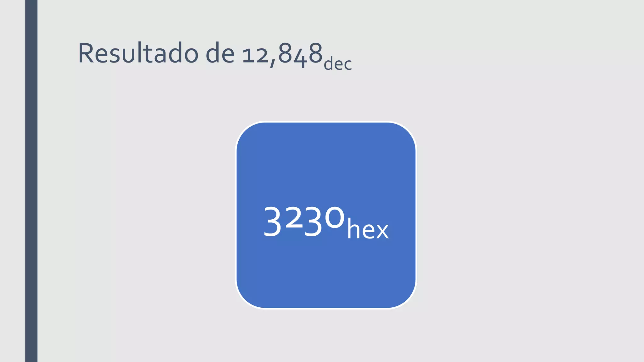 Resultado de 12,848dec
3230hex
 