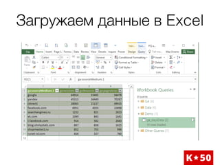 Загружаем данные в Excel
 