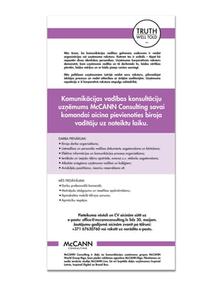 McCANN Consulting aktuālā vakance