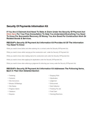 Recoup Security of Payment Information Kit