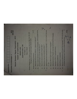 BPUT MCA 2nd sem 2014