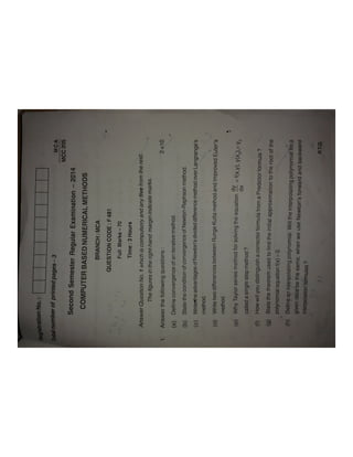 BPUT MCA 2nd sem 2014