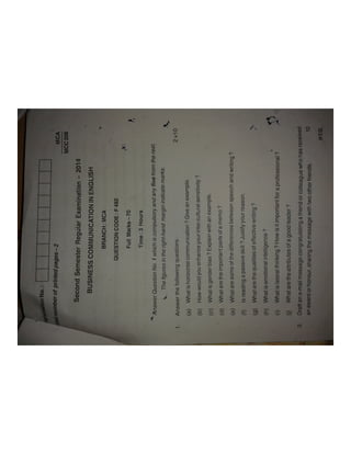 BPUT MCA 2nd sem 2014