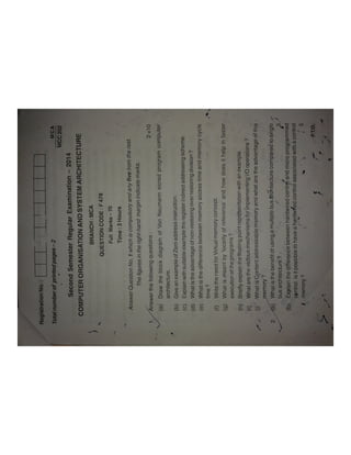 BPUT MCA 2nd sem 2014