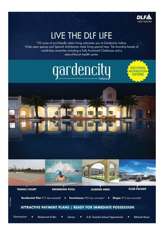 DLF Gardencity Plots Villas Indore Location Map Price List Site Floor Layout Plan Review
