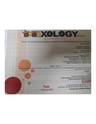 DJ Certificate from Mixology Academy Malaysia