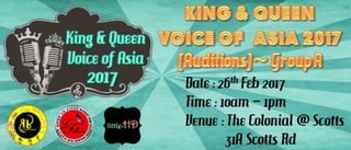 KING & QUEEN - VOICE OF ASIA 2017 - AUDITIONS TICKET DESIGN ARTWORK