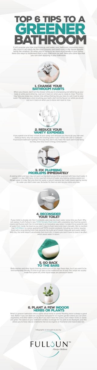 Top 6 Tips To A Greener Bathroom