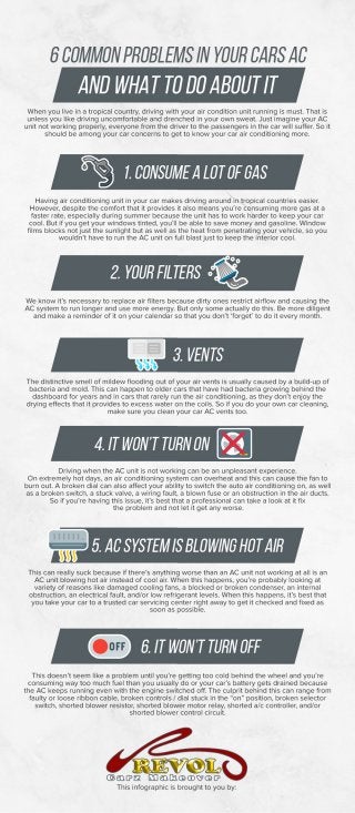 6 Common Problems In Your Cars AC Unit And What To Do About It 