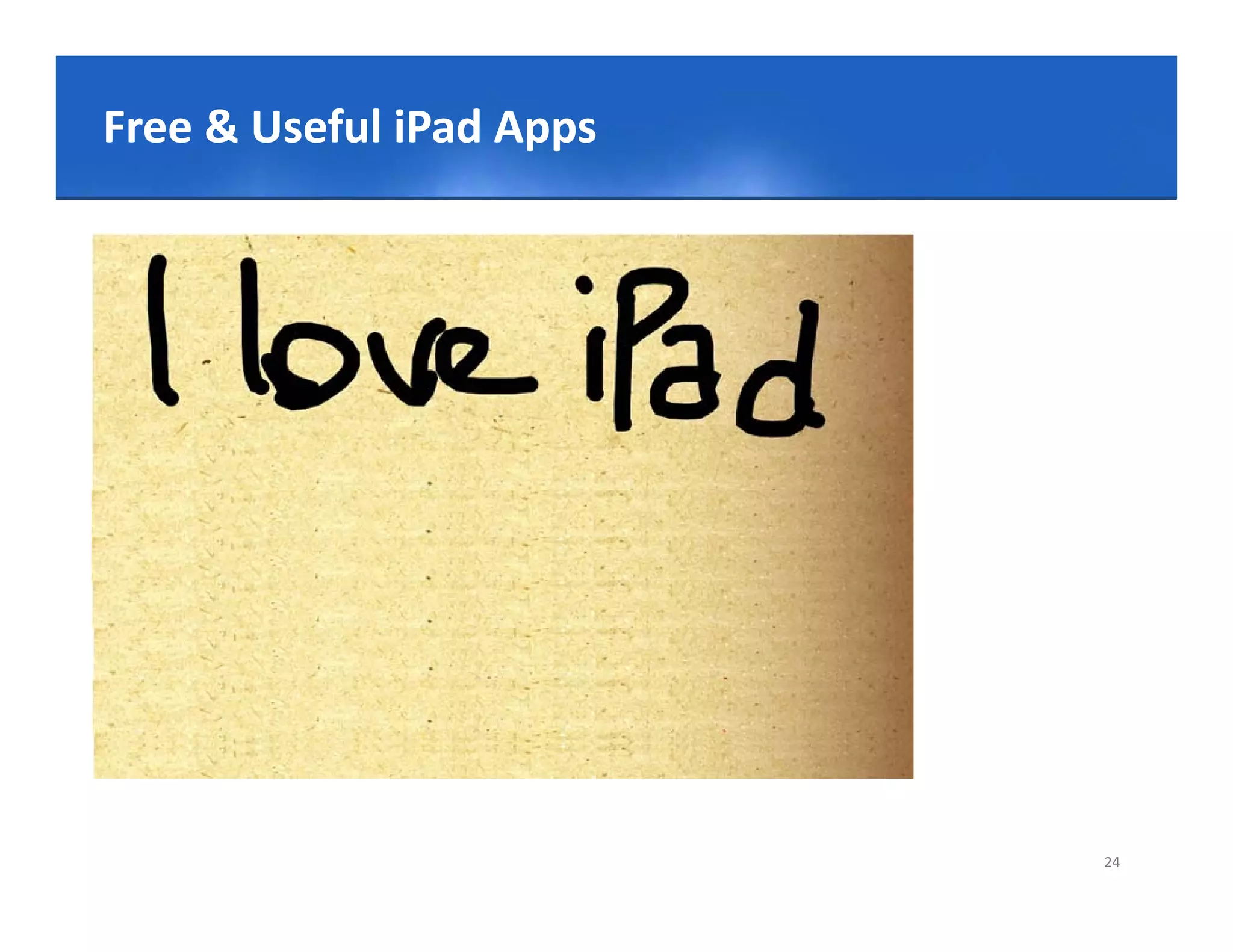 Click to edit iPad Apps
Free & Useful Master title style
     & Useful




                                   24
 