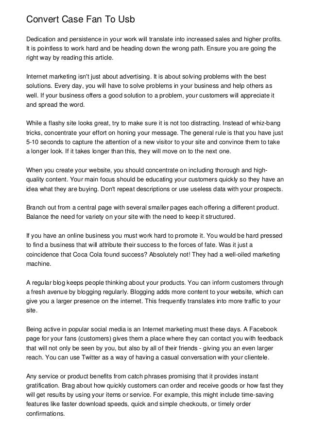 Convert Case Fan To Usb
