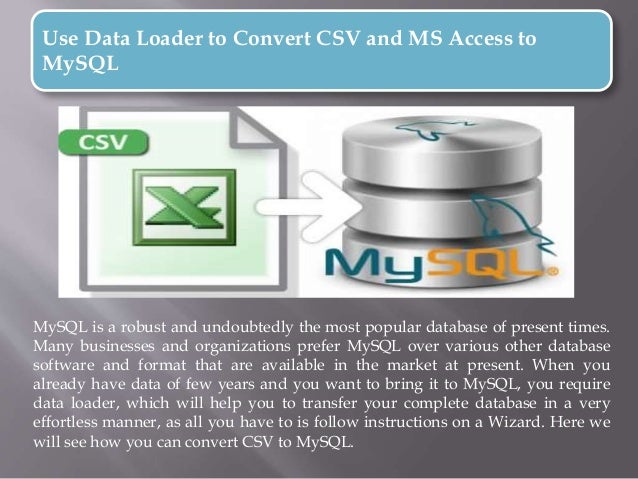 Convert csv to my sql