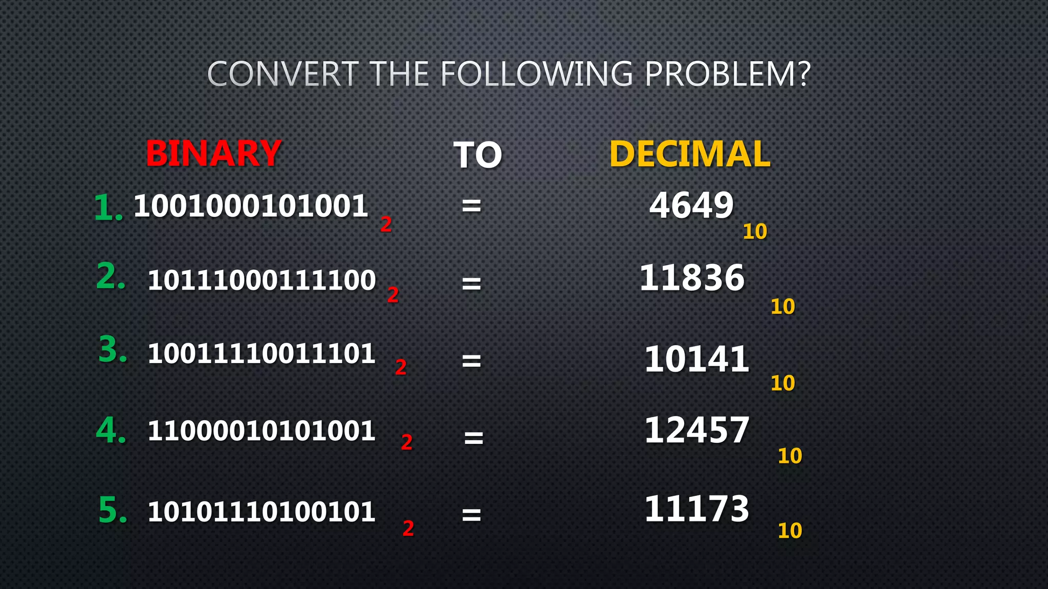 Convert decimal to binary | PPT