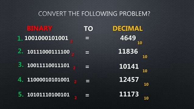 Convert decimal to binary | PPT