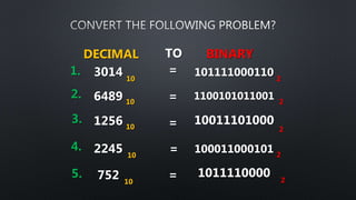 Convert decimal to binary | PPTX | Computing | Technology & Computing