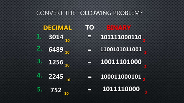 Convert decimal to binary | PPT