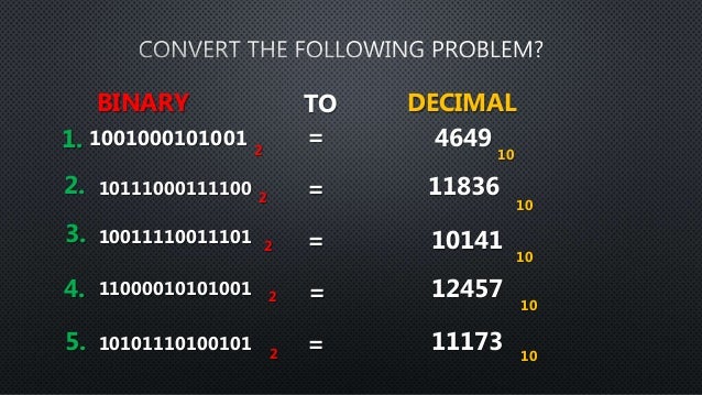 Convert decimal to binary