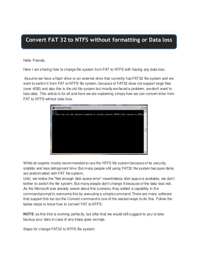 change file system without format