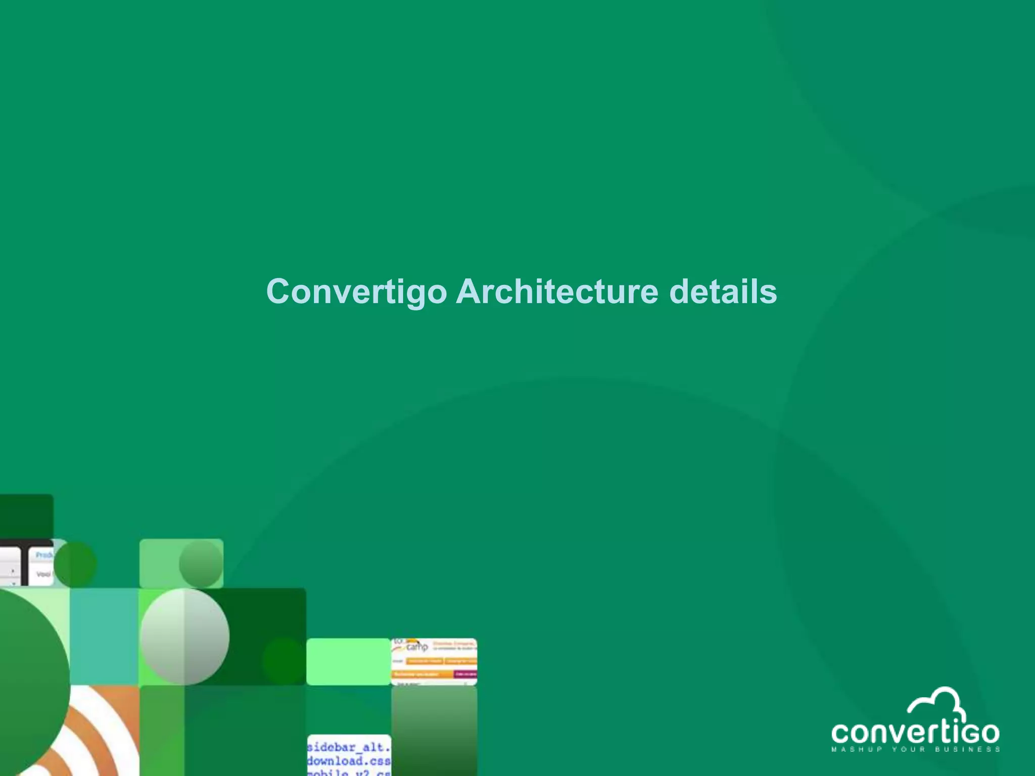 Mobile front end uses modern HTML5
We use and leverage industry-standard technologies

- Write HTML, JavaScript instead
  of complex languages
   - No Objective C, Java, C++, C#
- Based on Eclipse IDE
   - Most widely used IDE on the
      market
- Convertigo Mobilizer offers
  completely integrated standard
  Open Source mobile frameworks
   - JQuery Mobile
   - PhoneGap (Generates cross
     platform native apps)
   - Convertigo Template
     Framework
 