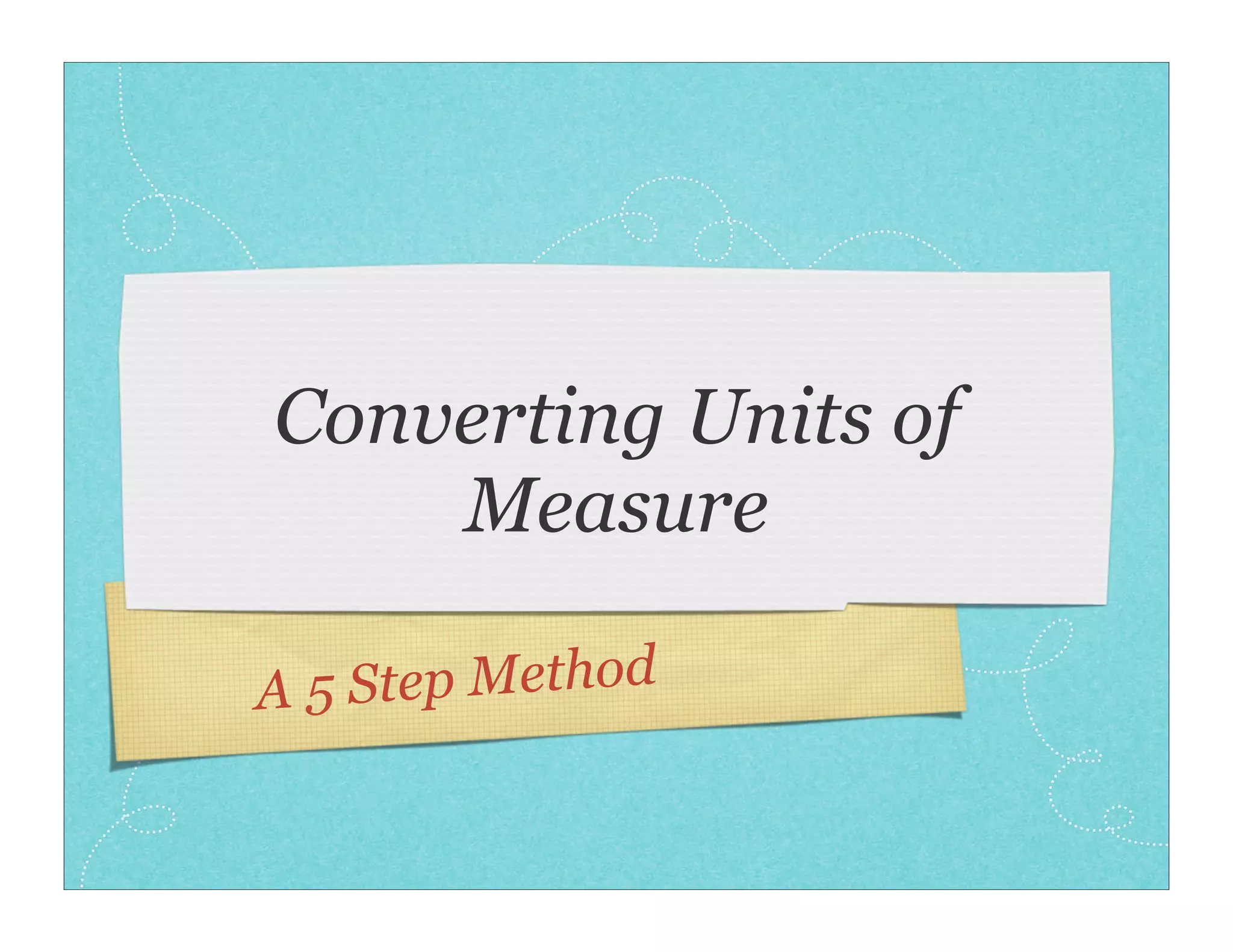 Converting Units of
    Measure

A 5 Step Method
 
