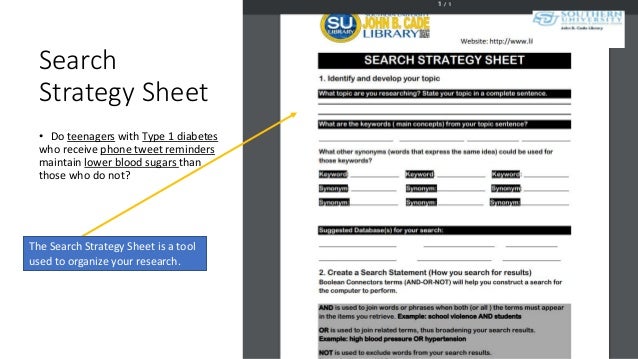 Converting A Research Question Into A Keyword Search