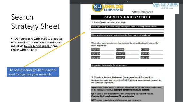 Converting A Research Question Into A Keyword Search Converting A Research Question Into A Keyword Search