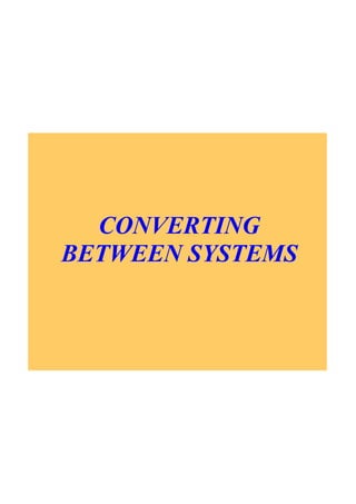 CONVERTING 
BETWEEN SYSTEMS
 