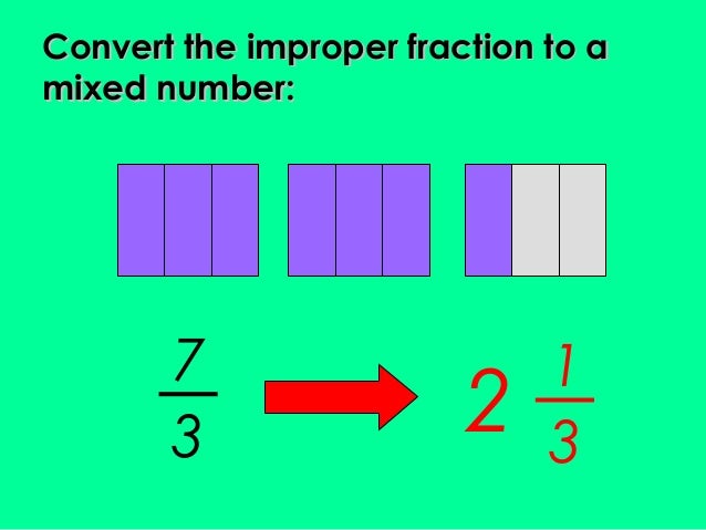 Converting fractions improper to mixed numbers