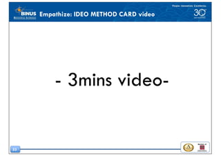 53
Empathize: IDEO METHOD CARD video
- 3mins video-
 